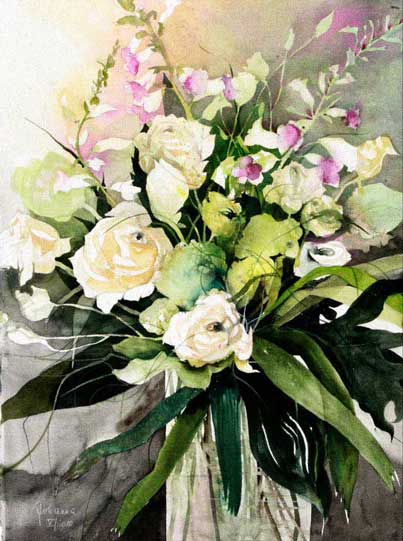 Johanna Kopp Aquarelle Aquarell Salzburg Malerei Kunst Malerin Weiße Rosen