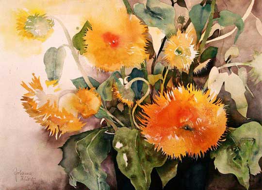Johanna Kopp Aquarelle Aquarell Salzburg Malerei Kunst Malerin Sonnenblumen I