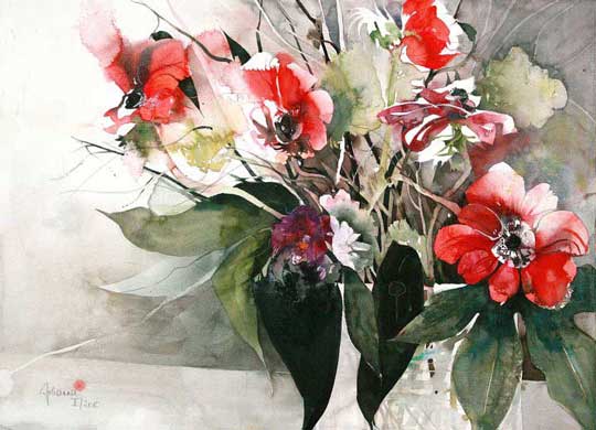 Johanna Kopp Aquarelle Aquarell Salzburg Malerei Kunst Malerin Rote Mimosen
