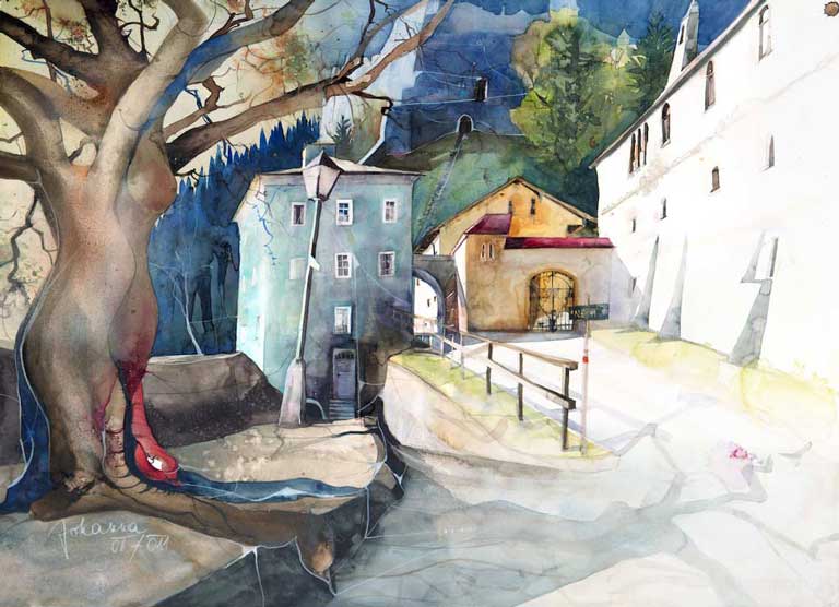 Johanna Kopp Aquarelle Aquarell Salzburg Malerei Kunst Malerin Salzburg - Bürgermeistersteig