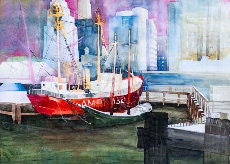 Johanna Kopp Aquarelle Aquarell Salzburg Malerei Kunst Malerin New York,Pier17, Anbrose