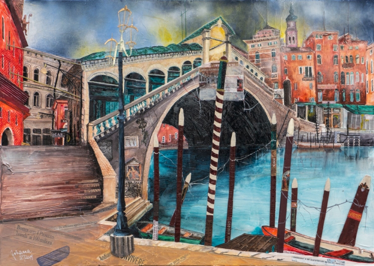 Johanna Kopp Mixed Media Collagen Collage Salzburg Malerei Kunst Malerin Venedig-Rialto BrÃ¼cke