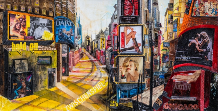 Johanna Kopp Mixed Media Collagen Collage Salzburg Malerei Kunst Malerin New York, Times Square