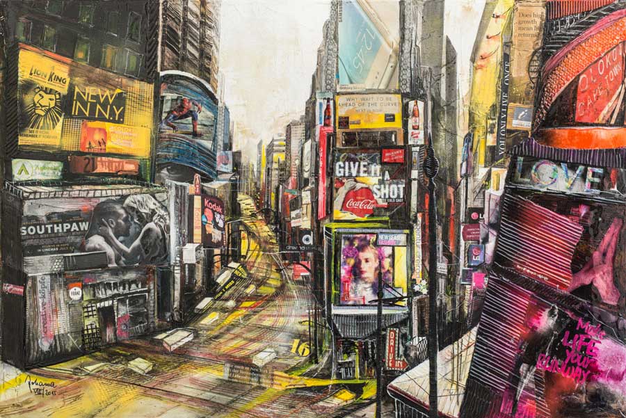 Johanna Kopp Mixed Media Collagen Collage Salzburg Malerei Kunst Malerin N.Y.-Time Square
