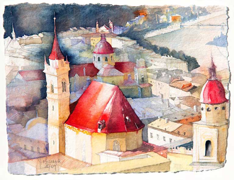 Johanna Kopp Aquarelle Aquarell Salzburg Malerei Kunst Malerin Salzburg - Franziskanerkirche II