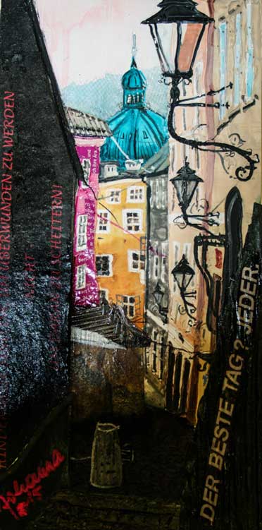 Johanna Kopp Mixed Media Collagen Collage Salzburg Malerei Kunst Malerin Salzburg - Herrengasse