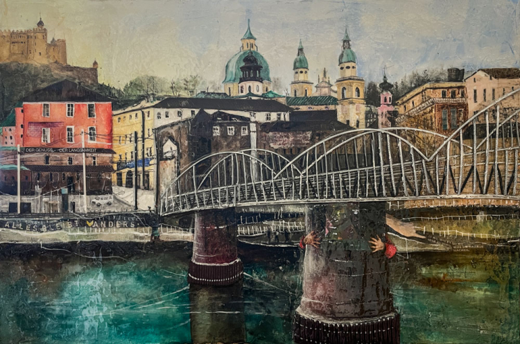 Johanna Kopp Mixed Media Collagen Collage Salzburg Malerei Kunst Malerin Salzburg Mozartsteg