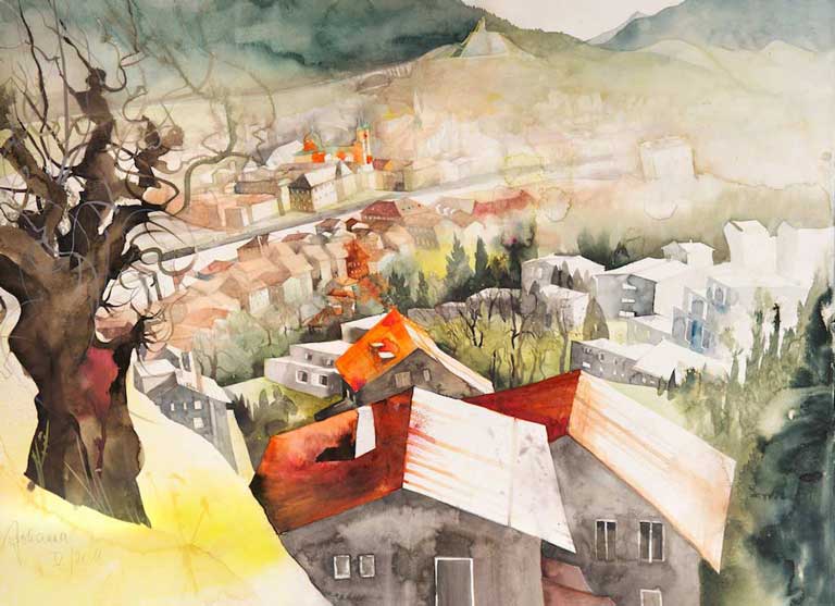 Johanna Kopp Aquarelle Aquarell Salzburg Malerei Kunst Malerin Innsbruck - Blick von der Hungerburg