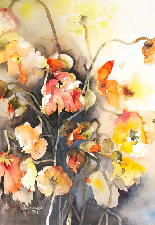 Johanna Kopp Aquarelle Aquarell Salzburg Malerei Kunst Malerin Mohnblumen
