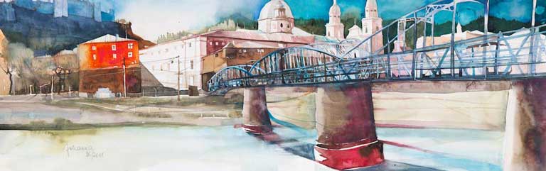 Johanna Kopp Aquarelle Aquarell Salzburg Malerei Kunst Malerin Salzburg - Mozartsteg