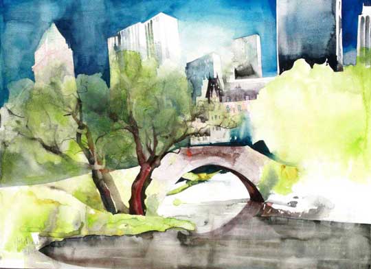 Johanna Kopp Aquarelle Aquarell Salzburg Malerei Kunst Malerin New York - Central Park