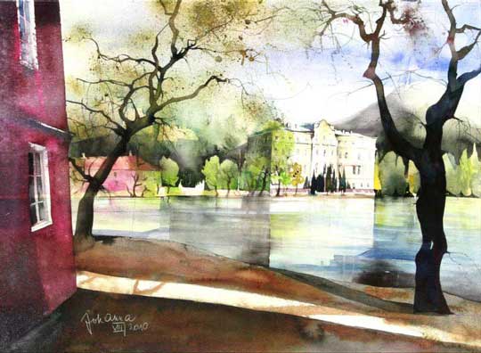 Johanna Kopp Aquarelle Aquarell Salzburg Malerei Kunst Malerin Salzburg - Schloß Leopoldskron