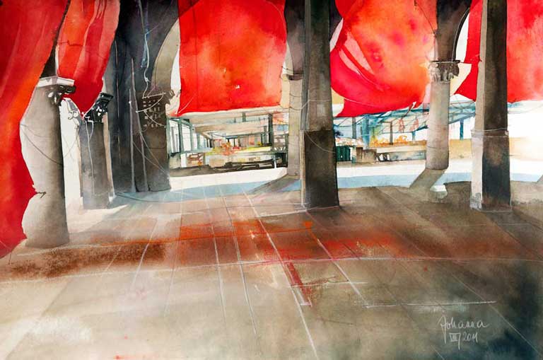 Johanna Kopp Aquarelle Aquarell Salzburg Malerei Kunst Malerin Venedig - Fischmarkt