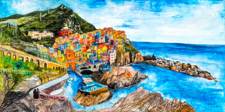 Johanna Kopp Mixed Media Collagen Collage Salzburg Malerei Kunst Malerin Cinqueterre- Manola