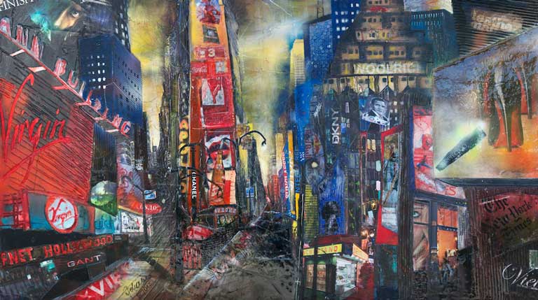 Johanna Kopp Mixed Media Collagen Collage Salzburg Malerei Kunst Malerin New York - Times Square