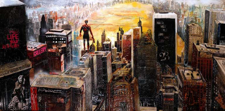 Johanna Kopp Mixed Media Collagen Collage Salzburg Malerei Kunst Malerin N.Y. Spidermanblick