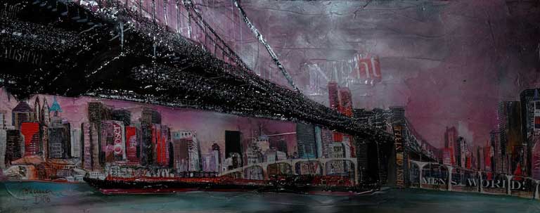 Johanna Kopp Mixed Media Collagen Collage Salzburg Malerei Kunst Malerin N.Y. Brooklyn Bridge