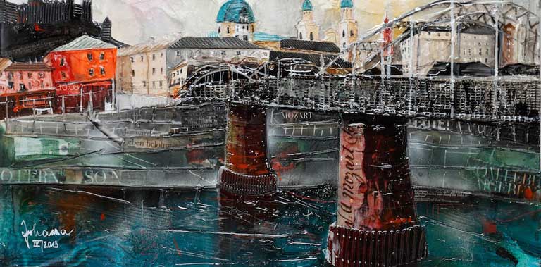 Johanna Kopp Mixed Media Collagen Collage Salzburg Malerei Kunst Malerin Salzburg-Mozartsteg