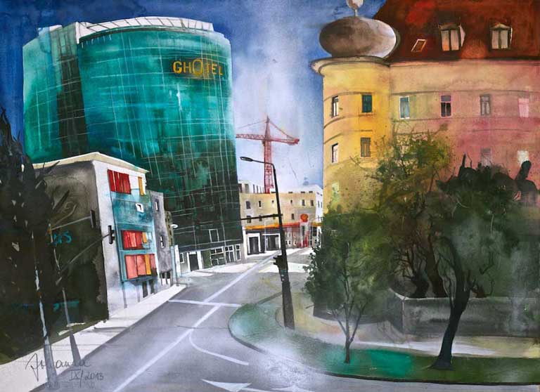 Johanna Kopp Aquarelle Aquarell Salzburg Malerei Kunst Malerin Würzburg- GHotel