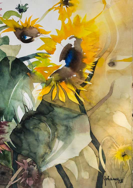 Johanna Kopp Aquarelle Aquarell Salzburg Malerei Kunst Malerin Sonnenblumen