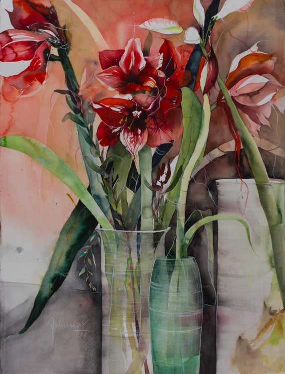 Johanna Kopp Aquarelle Aquarell Salzburg Malerei Kunst Malerin Amaryllis