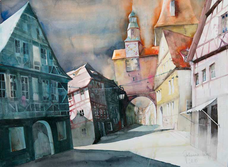Johanna Kopp Aquarelle Aquarell Salzburg Malerei Kunst Malerin Rothenburg ob der Tauber II