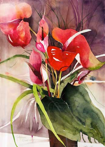 Johanna Kopp Aquarelle Aquarell Salzburg Malerei Kunst Malerin Rote Anthurien