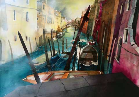 Johanna Kopp Aquarelle Aquarell Salzburg Malerei Kunst Malerin Venedig - Rio della Sensa