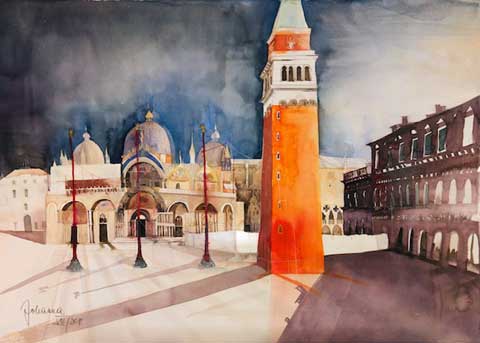 Johanna Kopp Aquarelle Aquarell Salzburg Malerei Kunst Malerin Venedig - Piazza San Marco