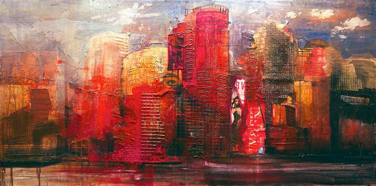 Johanna Kopp Mixed Media Collagen Collage Salzburg Malerei Kunst Malerin Manhattan N.Y. Skyline